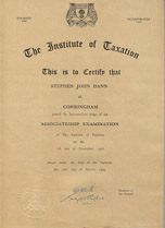Stephen Dann tax institute certificate